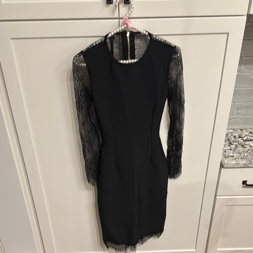 Elegant Black Lace Sleeve Dress